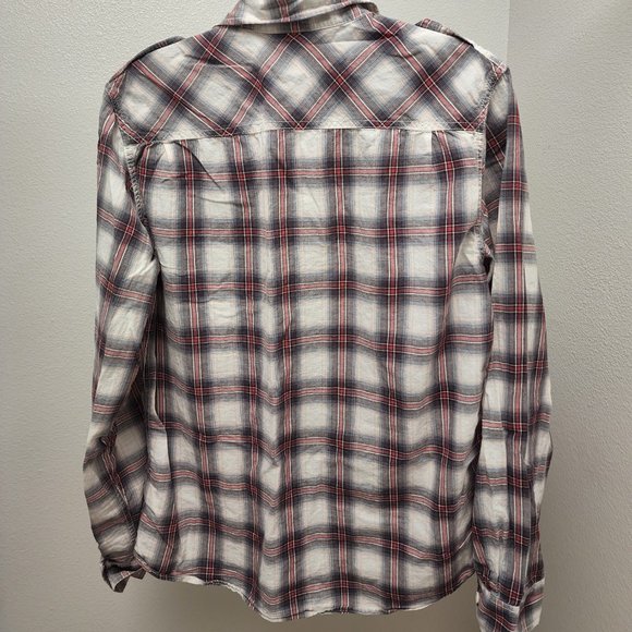Converse One Star Flannel Shirt Mens Medium Red Black Button Up Long Sleeve - Picture 2 of 8